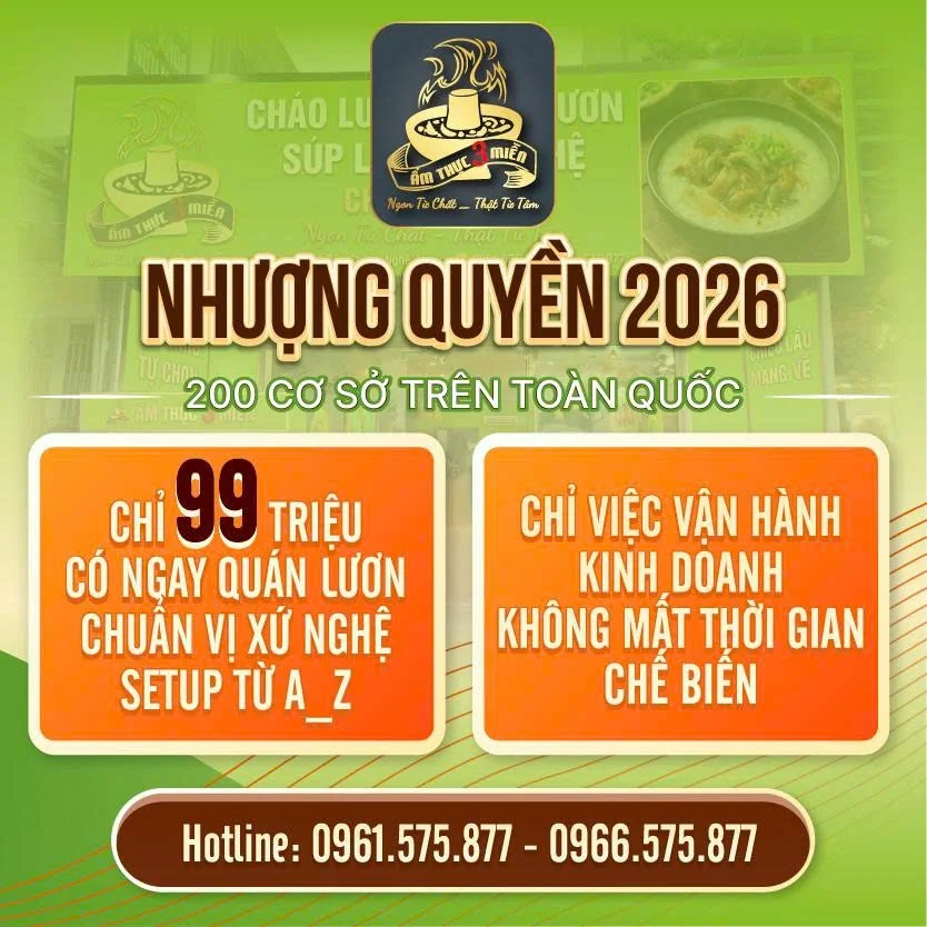 Nhượng quyền Ẩm Thực 3 Miền 2026